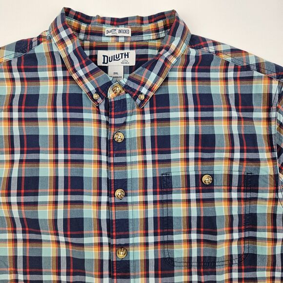 Duluth Trading Co Untucked BBQ Button-Up Shirt Mens 2XL Relaxed Fit Short Sleeve - Picture 1 of 8